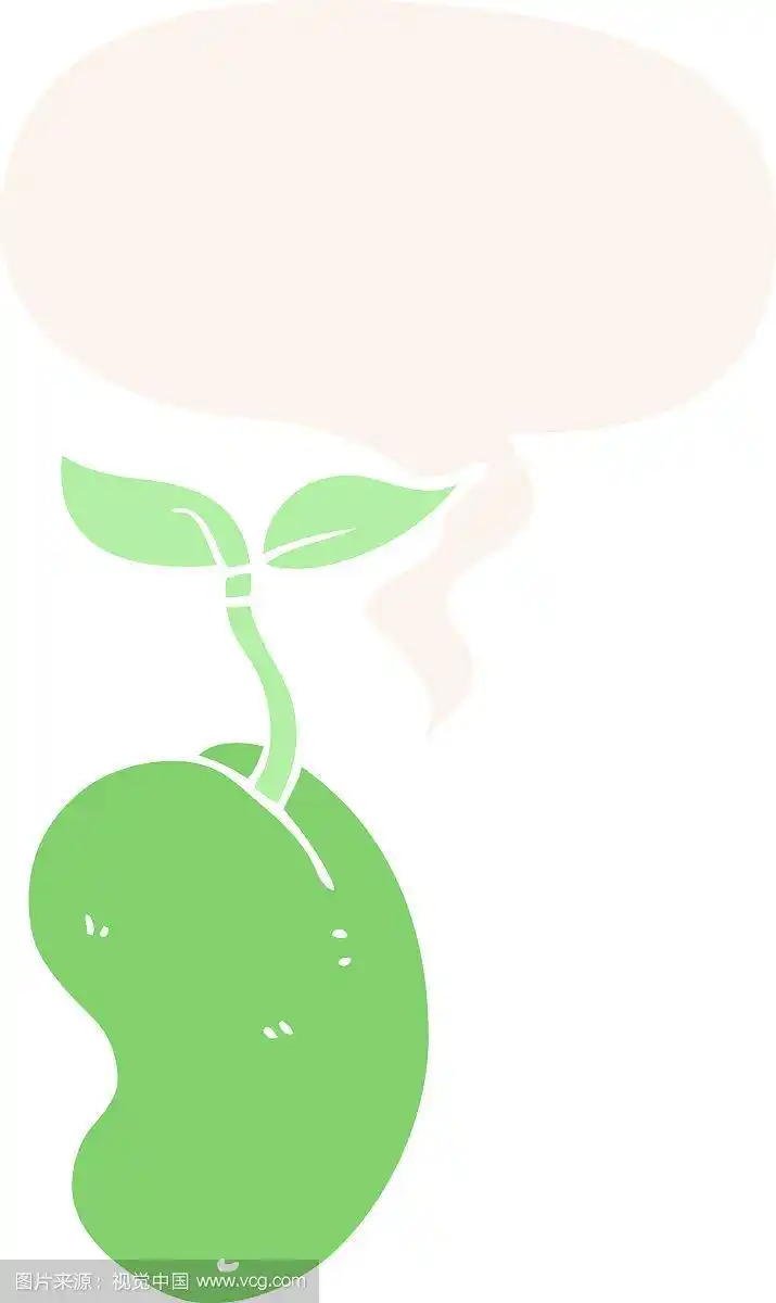 卡通发芽种子和讲话泡沫在复古