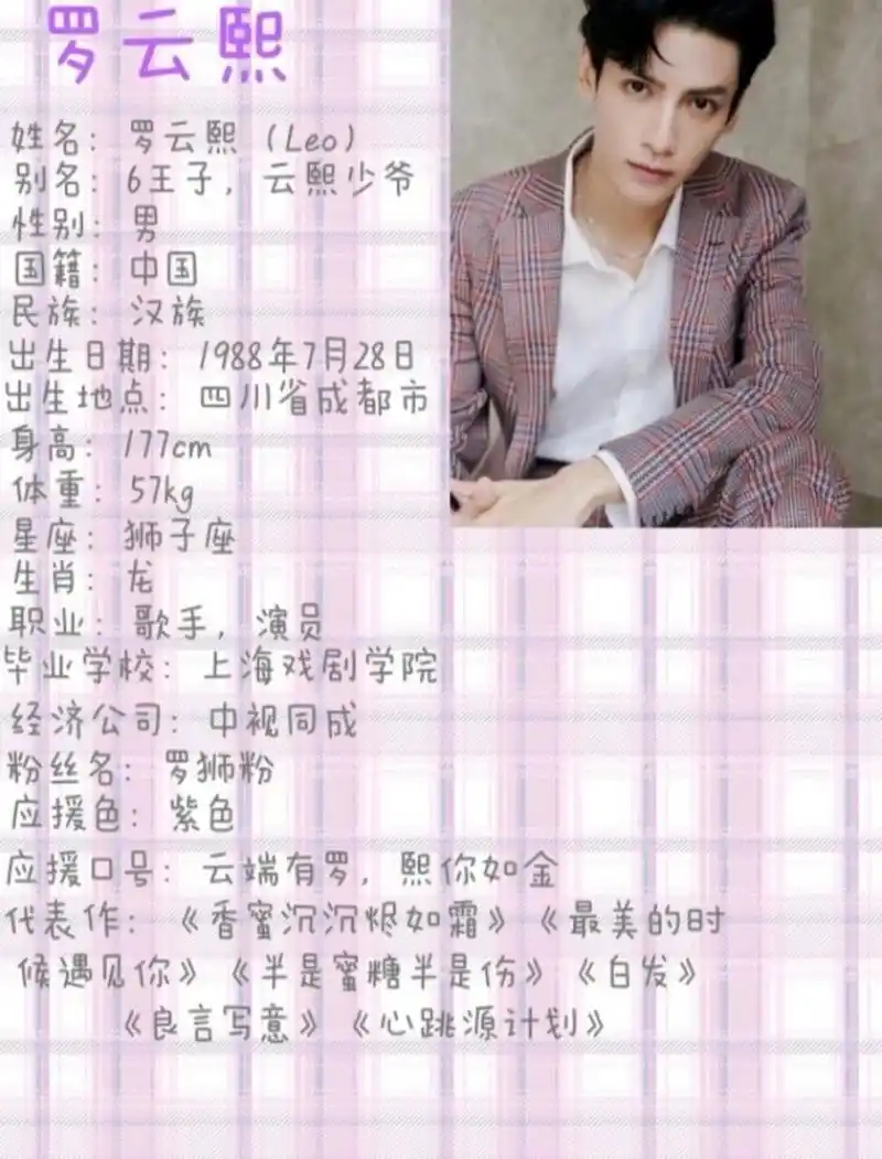 罗云熙个人资料 #长月烬明# #罗云熙