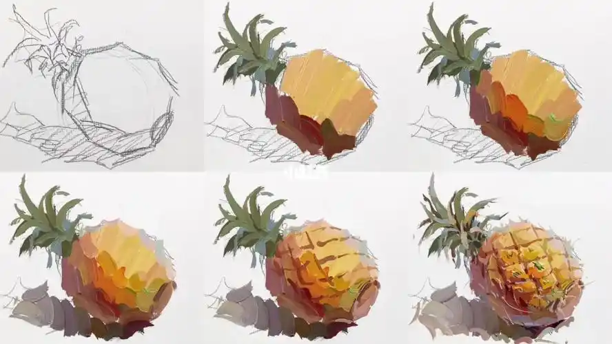 美术生的日常  #绘画  #菠萝  #美术  #美术生  #色彩  #色彩静物