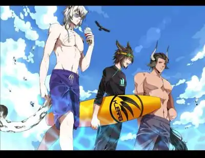 明日方舟,喀兰贸易银灰,银老板,角峰,讯使刀客塔,喀兰贸易泳装