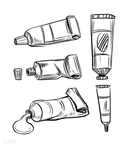 牙膏单色素描手绘简笔画插画