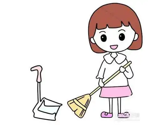 小女孩简笔画帮妈妈做家务扫地的女孩简笔画关键词幼儿做家务简笔画