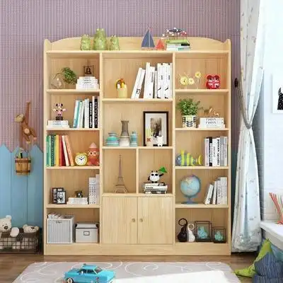 儿童创意书橱小孩小学生书架置物架卧室s学生储物柜原木大容量多