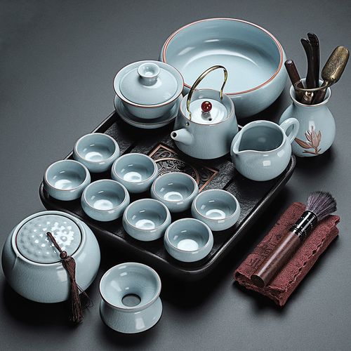 祥业茶具茶盘套装家用小套高档轻奢陶瓷汝窑冰裂釉客厅办公室会客