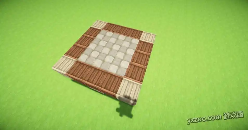 云杉,桦木木板各四个 桦木台阶四个 中间那个放萤石(当时做错了)