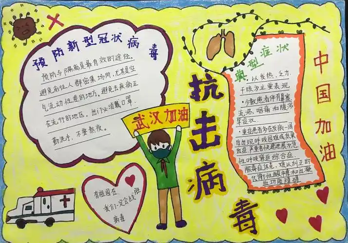 少年共战"疫"——滨海县永宁路实验学校抗疫防控在行动之学生手抄报展