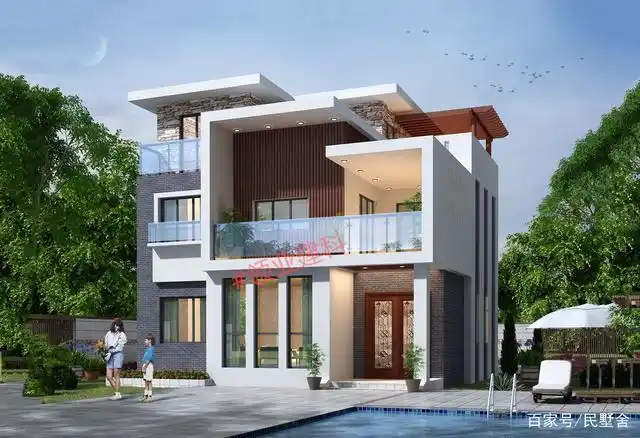 "超火热"的现代风三层别墅,不浮夸不拥挤,宅基地100平就能建