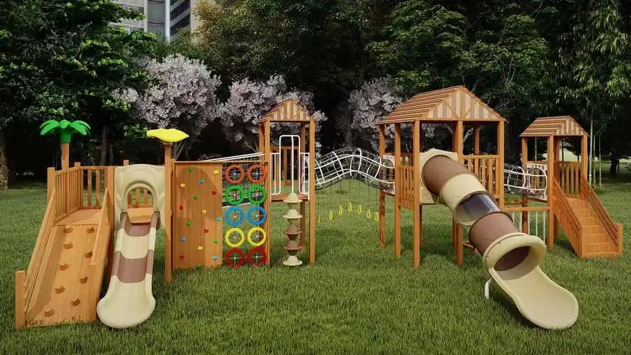 户外幼儿园大型滑梯小区设备室外儿童塑料小博士组合木质游乐设施