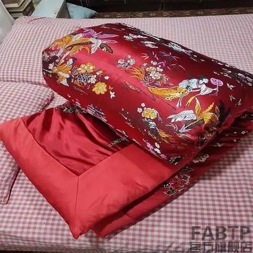 老式丝绸绸缎喜被子传统包边手工丝绸棉花被定制古代绸缎被子婚庆喜被