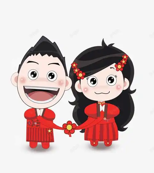 喜庆人物 夫妻图案 婚庆卡通素材 幸福公仔 恩爱夫妻 拜堂成亲 结婚