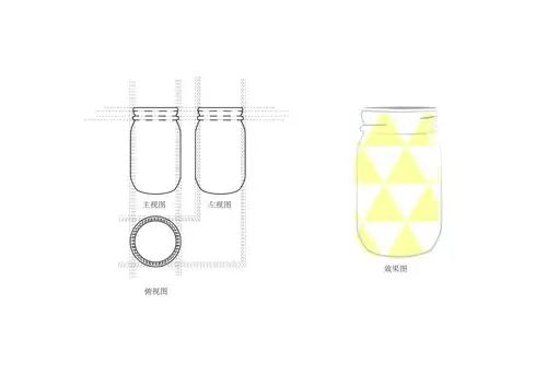 卡通瓶子三视图