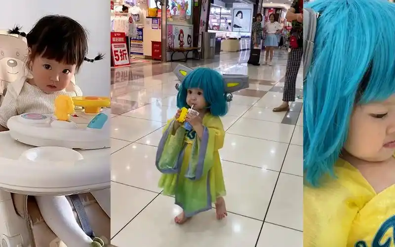 软萌女孩cos蔡文姬逛街光着脚丫边走边回奶众人被萌翻