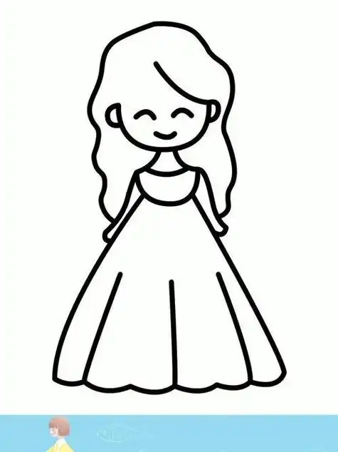 可爱的小女孩简笔画公主裙子