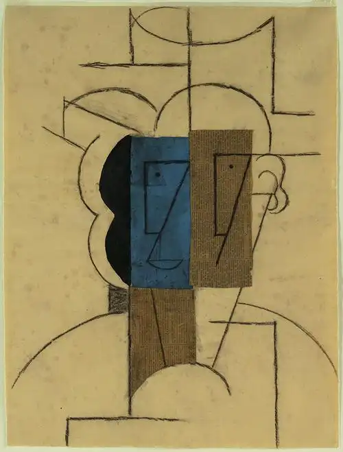 毕加索抽象画:戴帽子的男人(man with a hat)