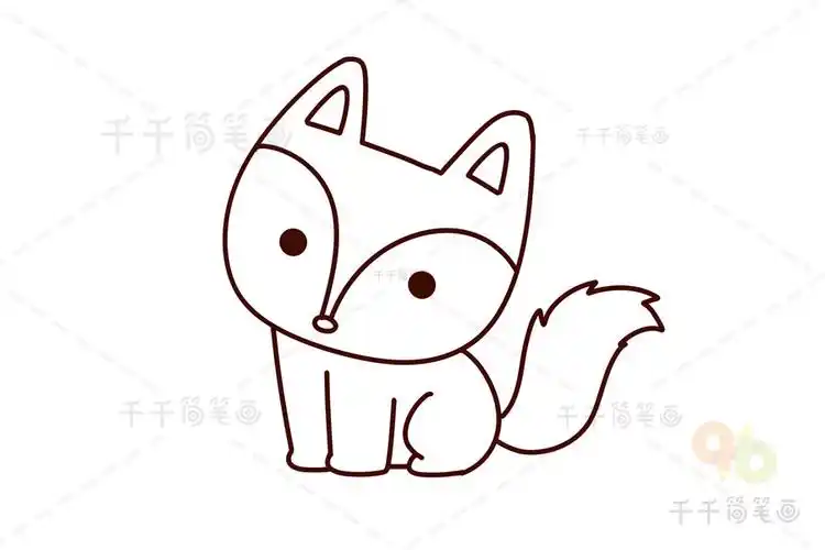 小朋友最爱的狐狸简笔画涂色模板