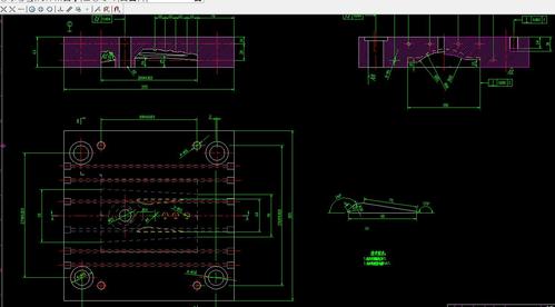 低音炮前面板塑料模设计2d图机械cad素材