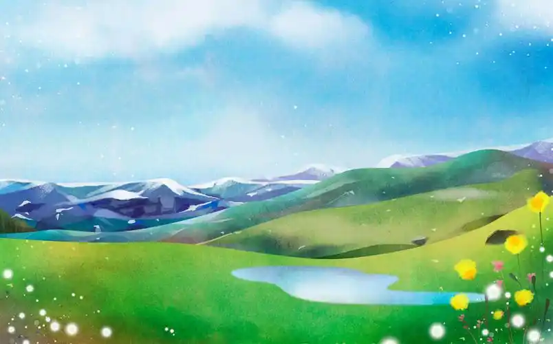 草原风景绘画psd素材