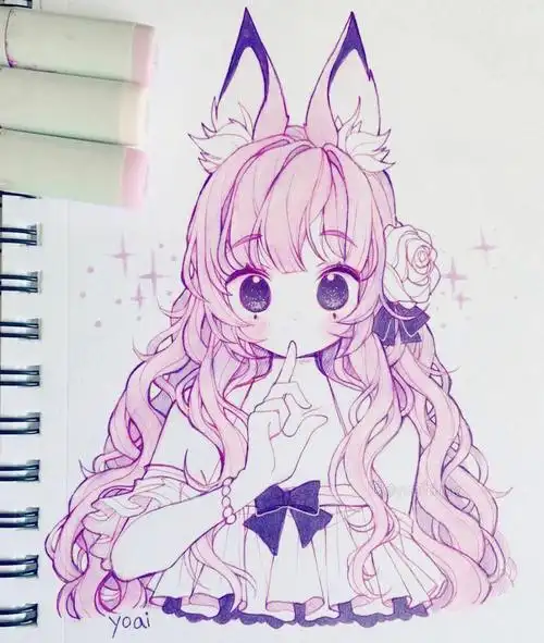 马克笔手绘素材可爱的女孩