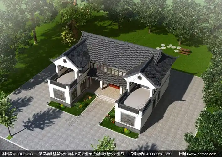 农村二层中式小三合院图纸施工图及效果图_三合院设计图纸,鼎川建筑