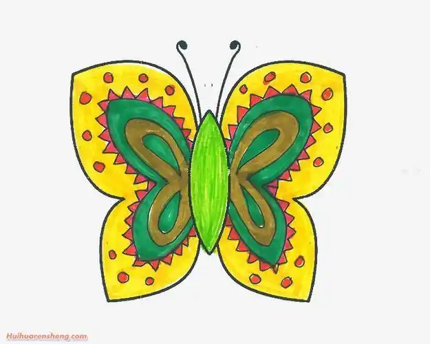 蝴蝶画法简笔画彩色涂色花边