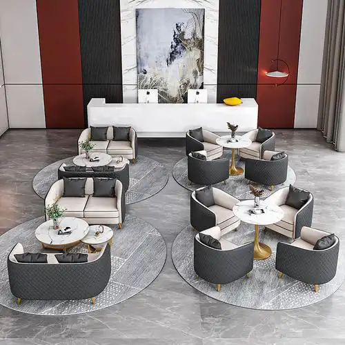 北欧休闲沙发椅组合售楼处休息区桌椅沙发酒店大堂接待室洽谈沙发