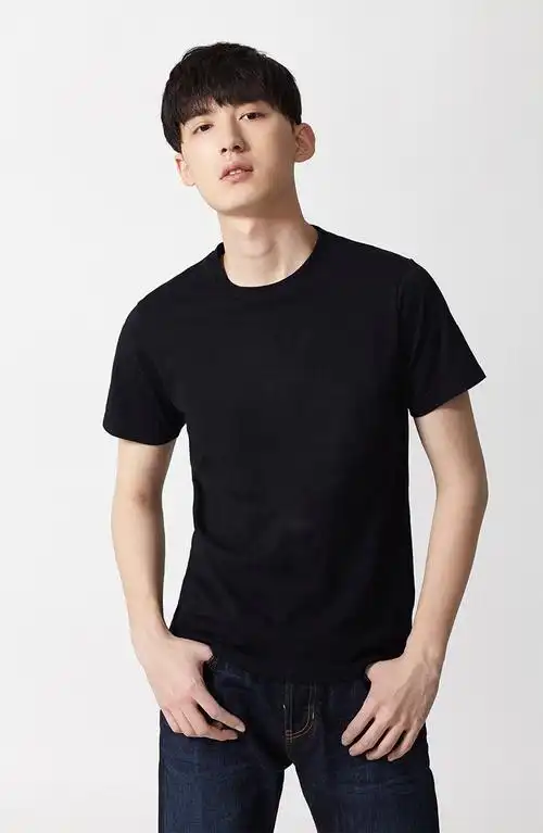 190克40支双股纱精梳纯棉男式圆领短袖t恤纯色空白t恤定制批发