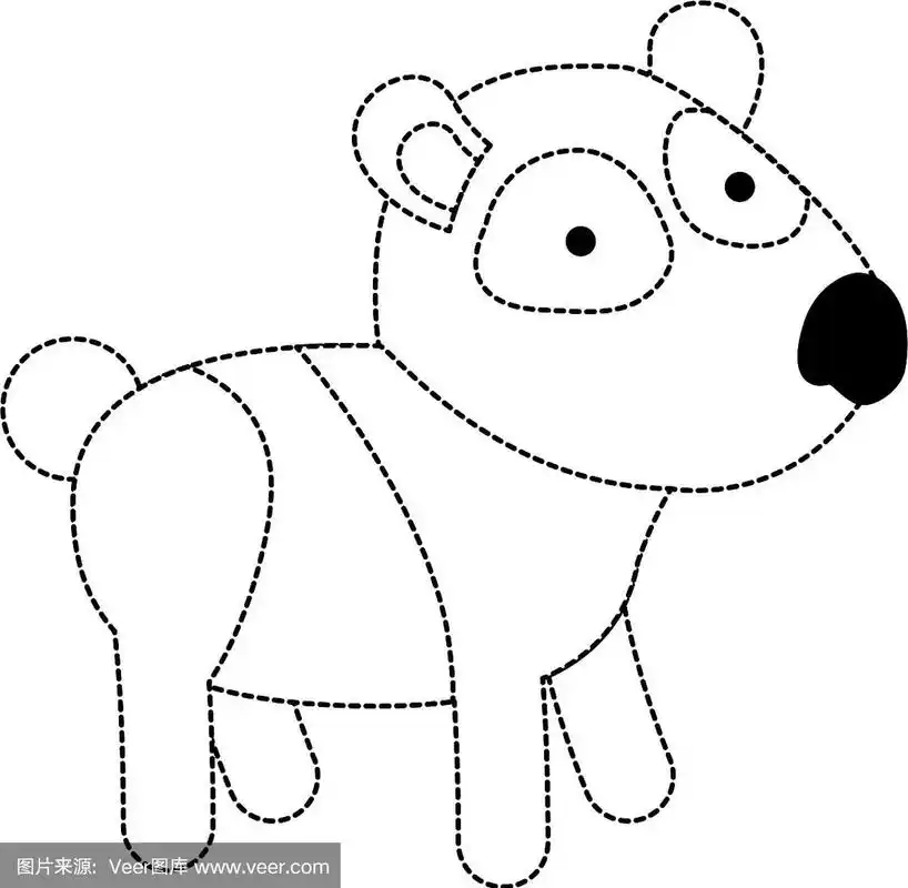 熊猫卡通在黑色虚线轮廓