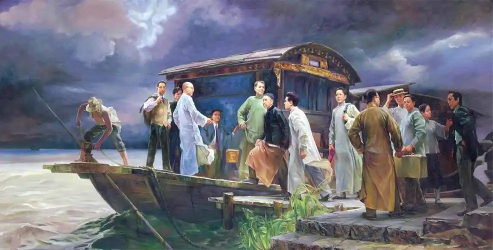 红船油画:《起航》