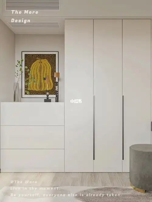 西安全屋定制丨简约象牙白衣柜书桌一体