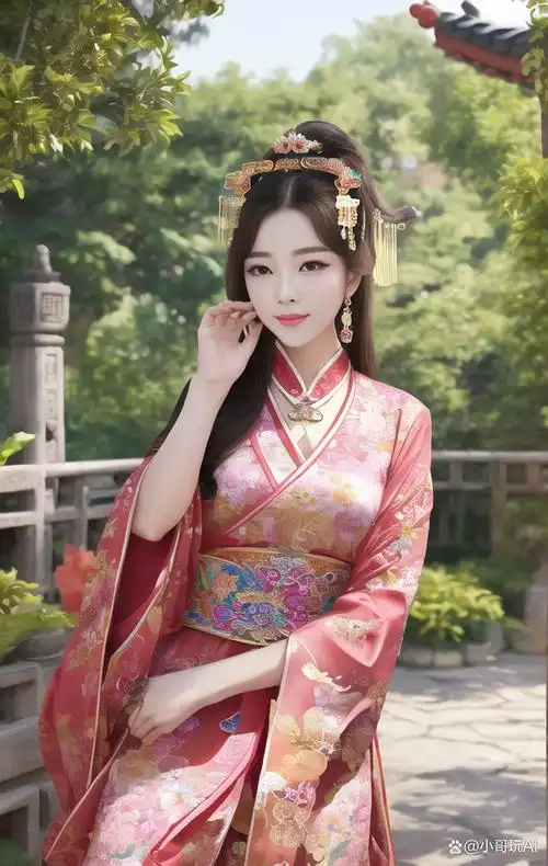 在古代宫廷建筑内,华丽的汉服成为了美丽的代名词.