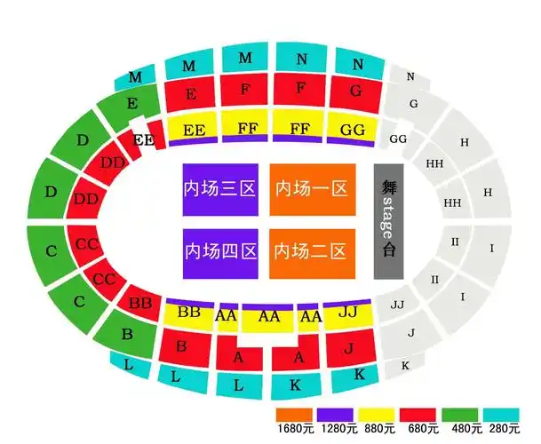 麦麦为您找来其他歌手在广州体育馆演出的座位图作为参考,如图,您的