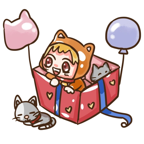 双十一拆礼物与可爱小猫卡通手绘