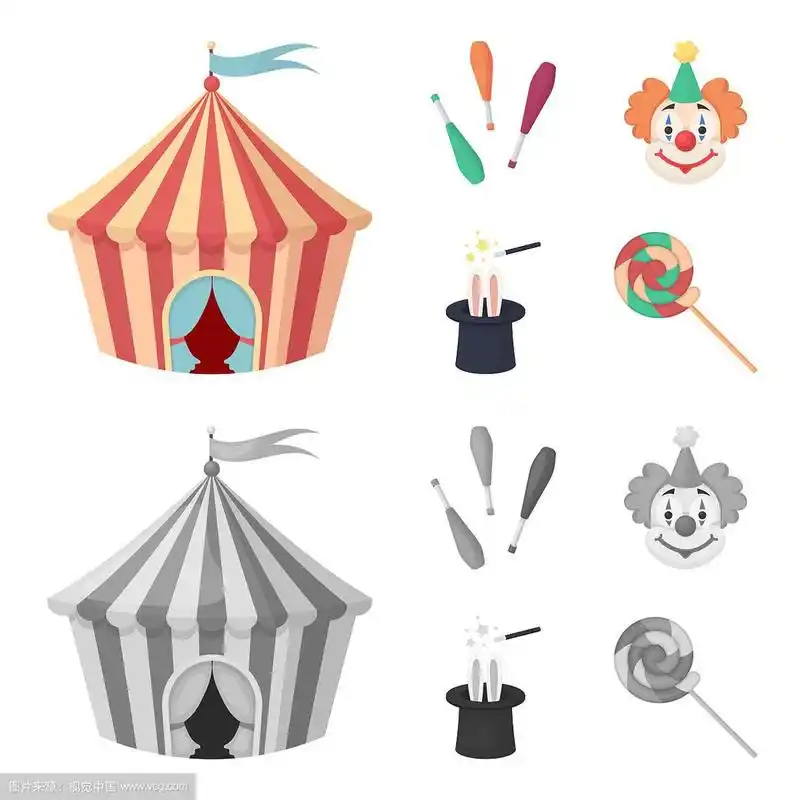 马戏团帐篷杂耍者狼牙棒小丑魔术师帽子