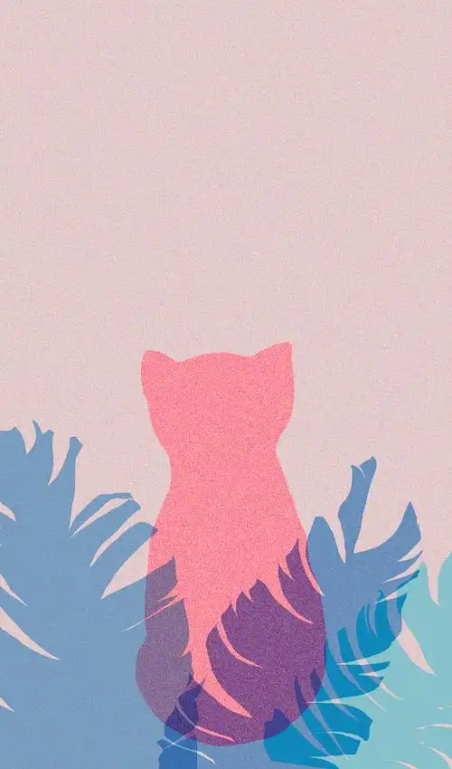 简约风猫孤独手机屏保笔记本封面t恤图案作者微博四月h