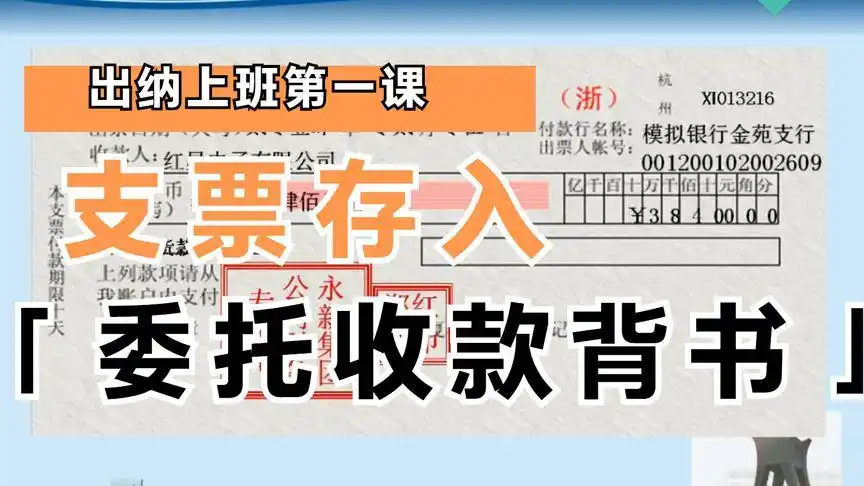 出纳上班第一课之支票存入,委托收款背书!
