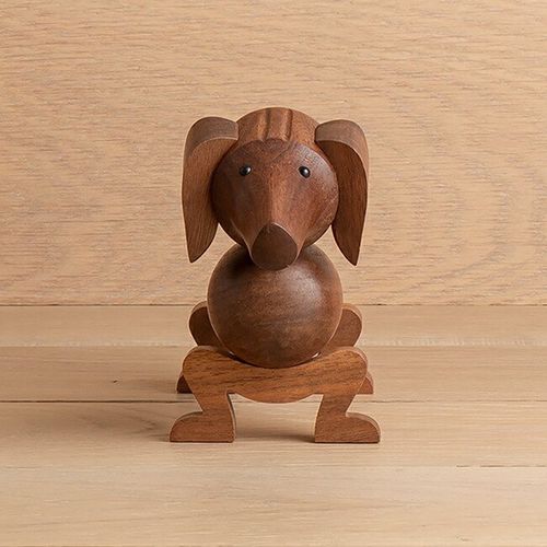 丹麦rosendahl手工木雕木偶动物小狗腊肠木制品装饰家居摆件