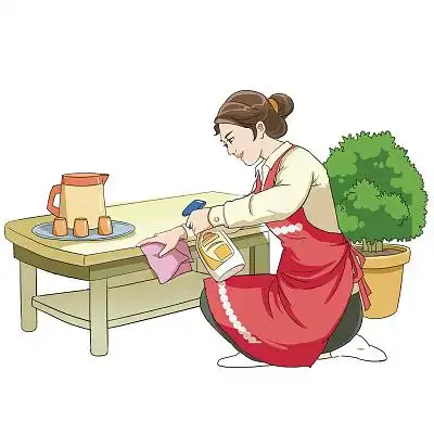 卡通家庭生活教育母亲做家务打扫卫生整理插画素材png