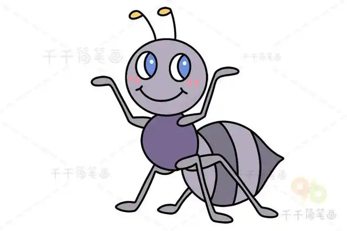 蚂蚁简笔画公主彩色