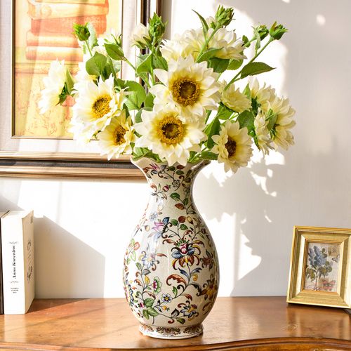 美式复古陶瓷大花瓶摆件客厅插花电视柜欧式中式装饰仿真花艺干花