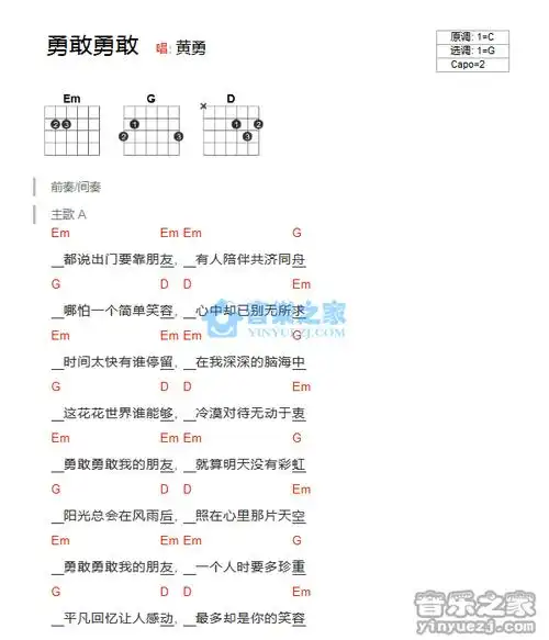 勇敢勇敢吉他谱-1