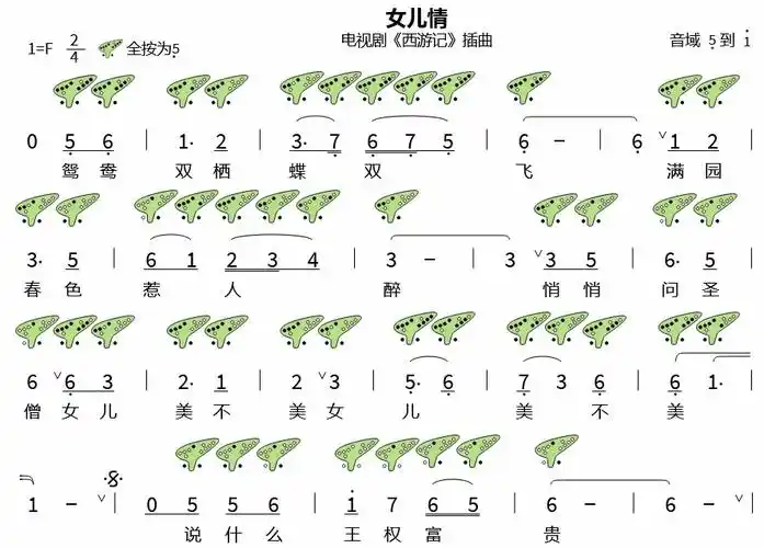 十二孔陶笛曲谱女儿情