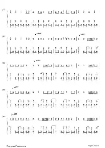 十面相-gumi双手简谱预览5-钢琴谱文件(五线谱,双手简谱,数字谱,midi