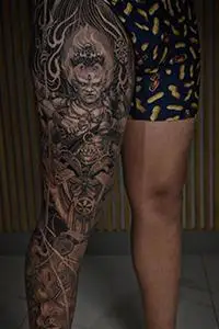 甘露太子金吒中式新传统花腿纹身图案