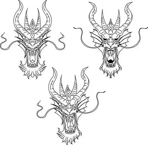 纹身老传统龙怎么画(经典传统龙的手绘线稿)(9)