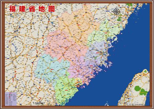2020年10月福建省百度版地图乡镇公路旅游交通行政分布107x150cm