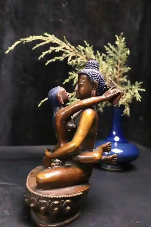 晚清手工精品藏传密宗老欢喜佛像