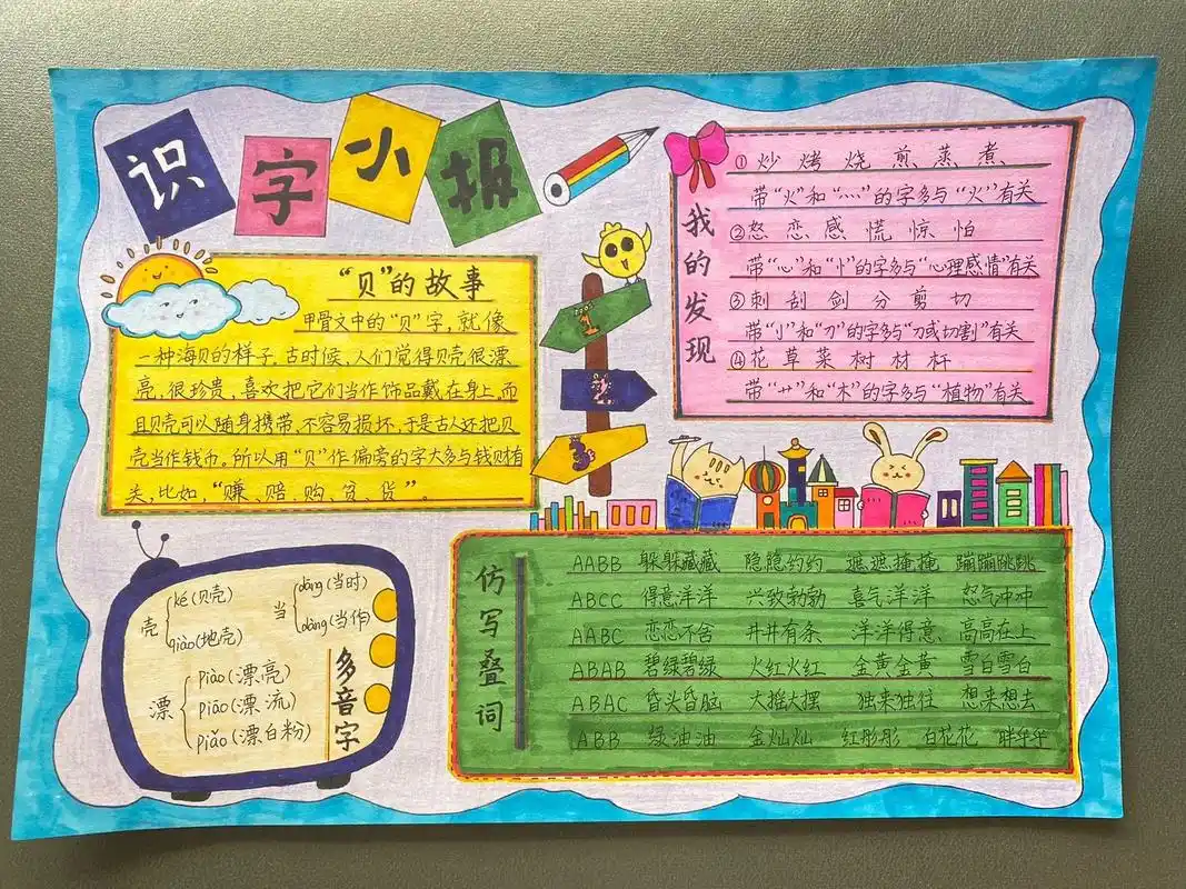 二年级语文识字小报.#小学生手抄报 - 抖音
