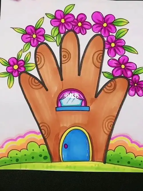 有趣的手掌画美丽的大树简笔画