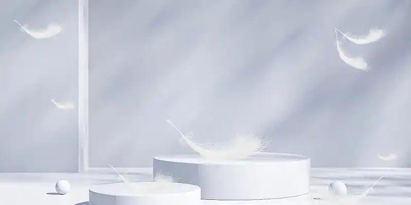 渐变简约唯美羽毛飘落创意展台羽毛背景展板背景