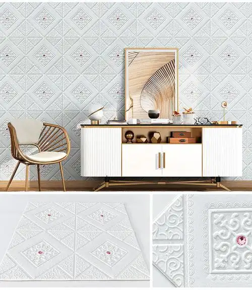 莱杉墙纸自粘吊顶装饰天花板防水防潮3d立体墙贴画客厅卧室背景墙zn阿